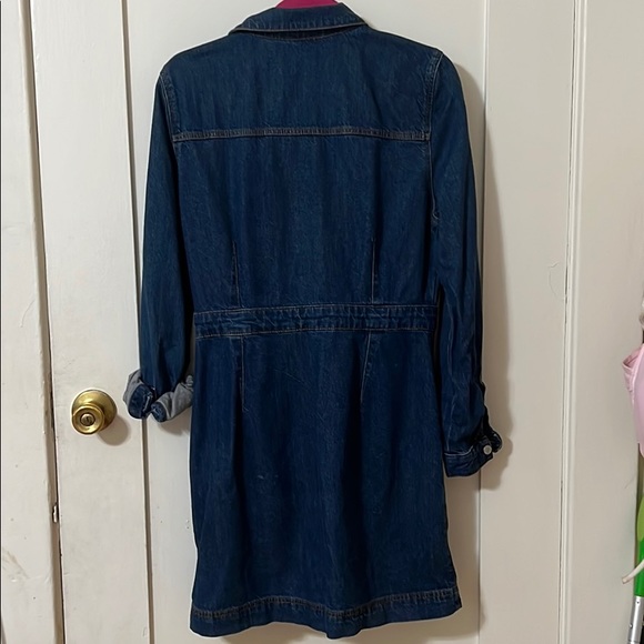 Topshop Moto Denim Jean Long Sleeve Dress Size 10 - Picture 6 of 8